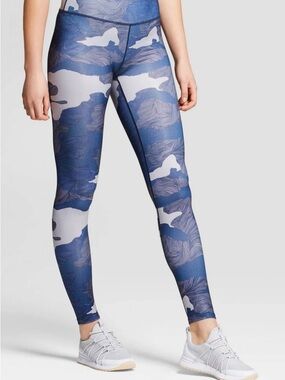 JoyLab Blue and White Abstract-Print High-Waist Leggings